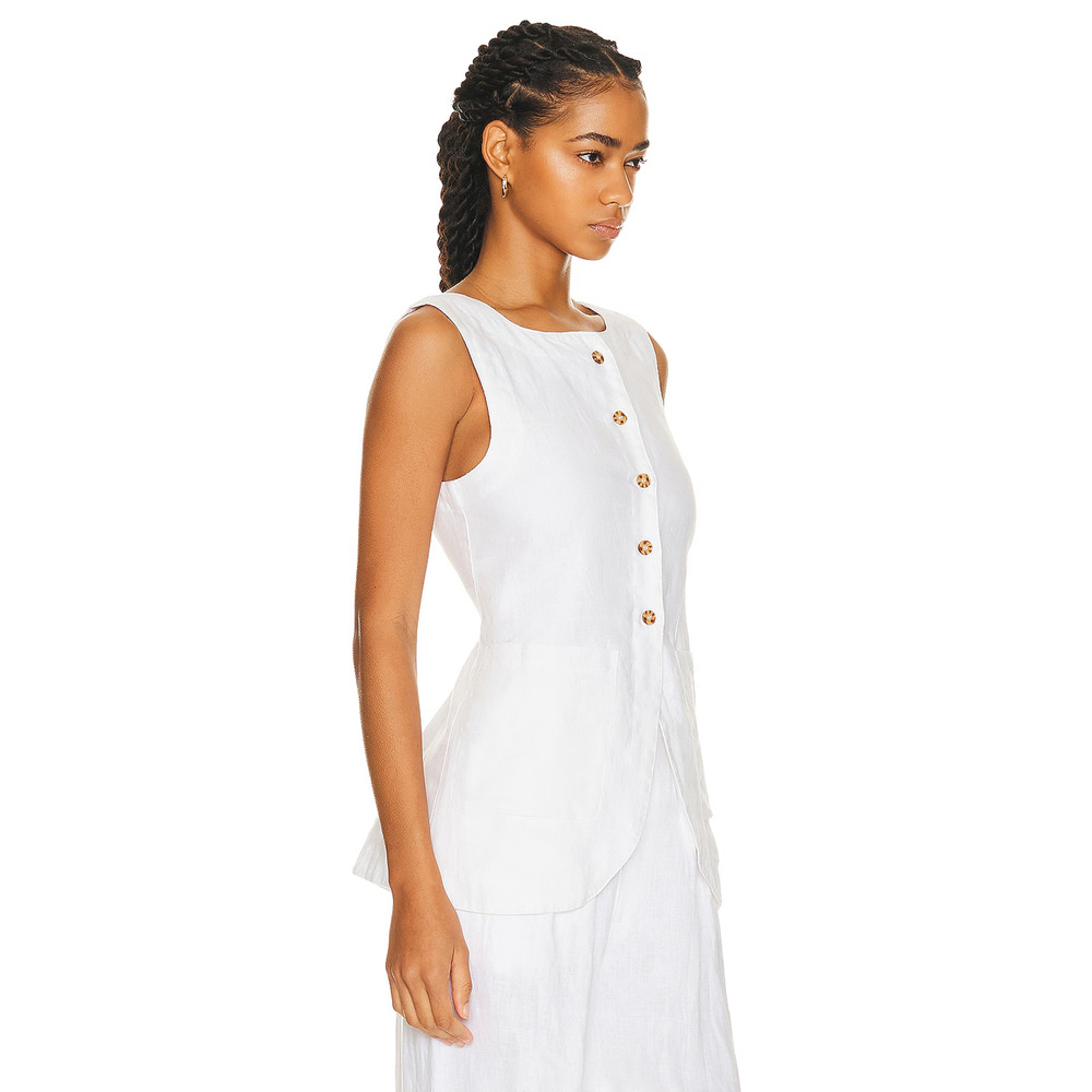 Posse Linen Ivory Emma Vest Button Down XXS Women's - Picture 2 of 12